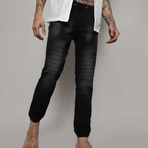 Self-Design Cinched Hem Denim Jeans