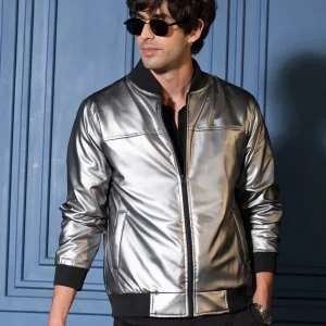 Patent-Panel Bomber Jacket
