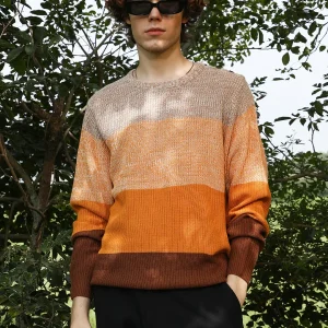 Contrast Panel Pullover Sweater